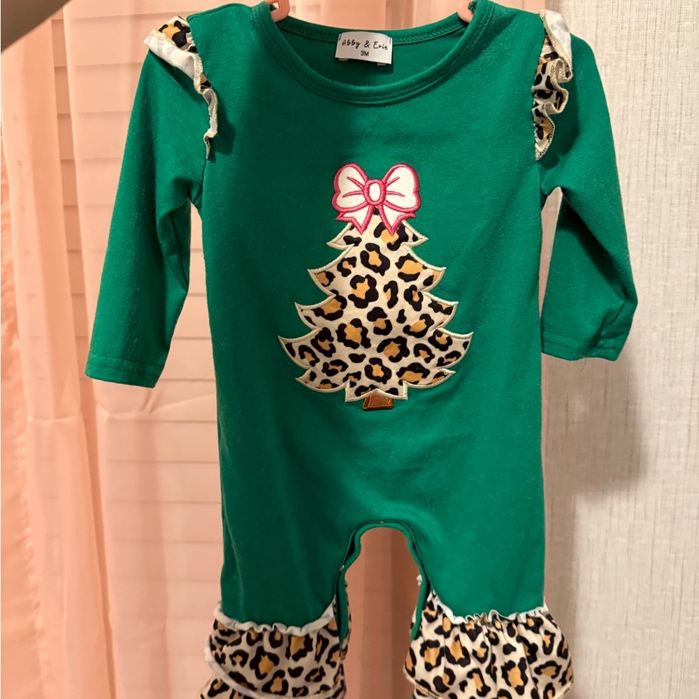 Green Christmas Tree Baby Romper